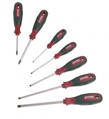 1 kraftwerk schroevendraaierassortiment 7delig zaagsnede en pozidriv 4161