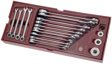 1 kraftwerk steekringratelsleutelassortiment 19delig 490017b