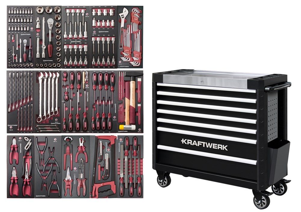 pack Dragende cirkel tv station Kraftwerk 3935NG-4934 Gereedschapswagen extra breed met 2 gevulde -  Gereedschapswagens - KraftDealer | Kraftwerk gereedschap specialist | Welkom